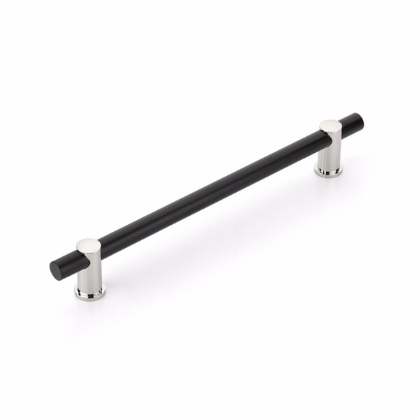 Schaub 12in Center to Center Fonce Matte Black Appliance Pull Polished Nickel Finish - 422-MB-PN