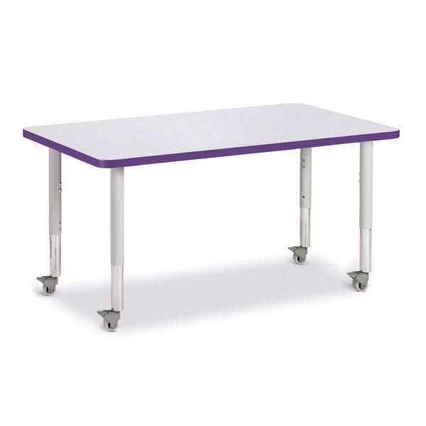 Jonti-Craft Berries Rectangle Activity Table, 30 in. x 48 in., Mobile, Freckled Gray/Purple/Gray - 6473JCM004