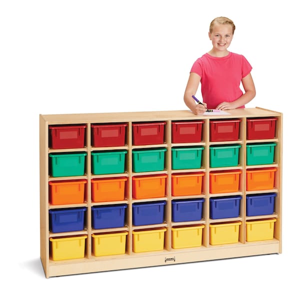 Jonti-Craft 30 Cubbie-Tray Mobile Storage, with Colored Trays - 0431JC