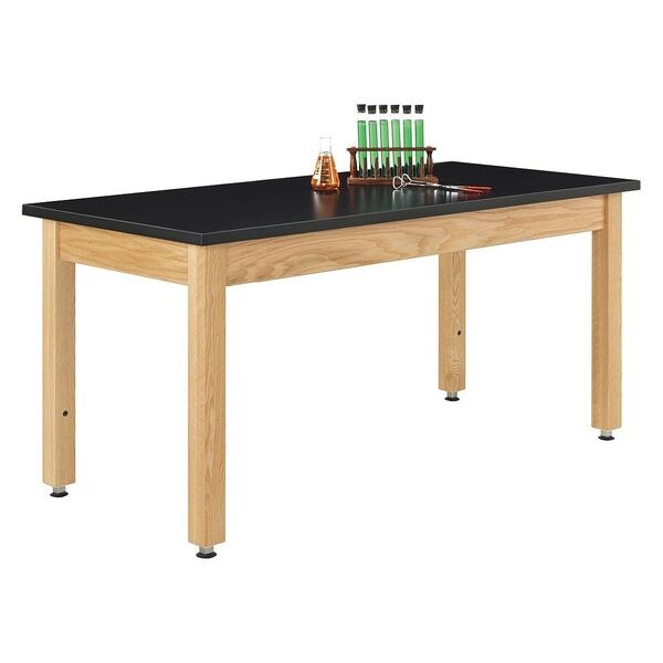 Diversified Spaces Rectangle Adjustable Table, 60" W, 62" L, 30"-36" H, ChemGuard Laminate Top, Black - A7602BK