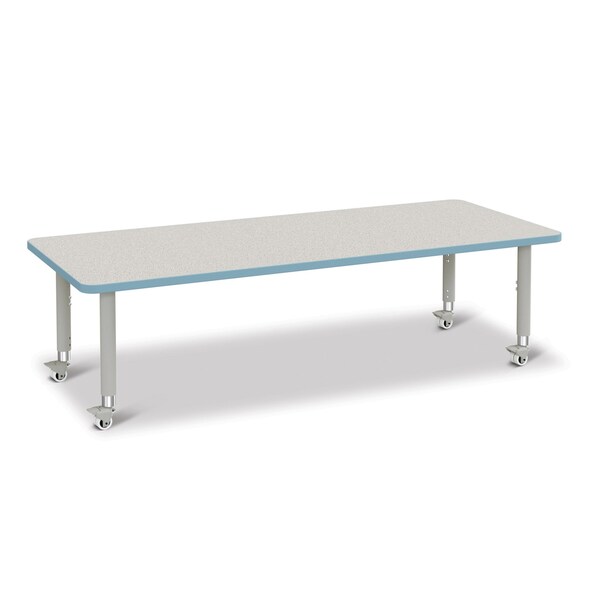 Jonti-Craft Berries Rectangle Activity Table, 30 in. x 72 in., Mobile, Freckled Gray/Coastal Blue/Gray - 6413JCM131
