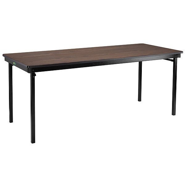 National Public Seating Folding Table, 30 in W, 72 in L, Montana Walnut - MSFT3072PWEBWT