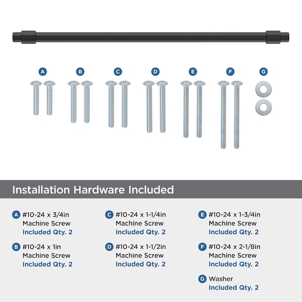Amerock Destine 18 inch 457mm Center-to-Center Matte Black Appliance Pull - BP54036FB