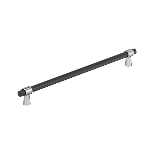 Amerock Mergence 18 inch 457mm Center-to-Center Matte Black/Polished Chrome Appliance Pull - BP36984FB26