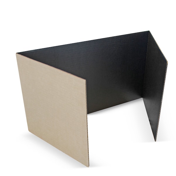 Flipside 18in X 48in  Black Corrugated Study Carrel 5/32in, 24PK - 61867-24