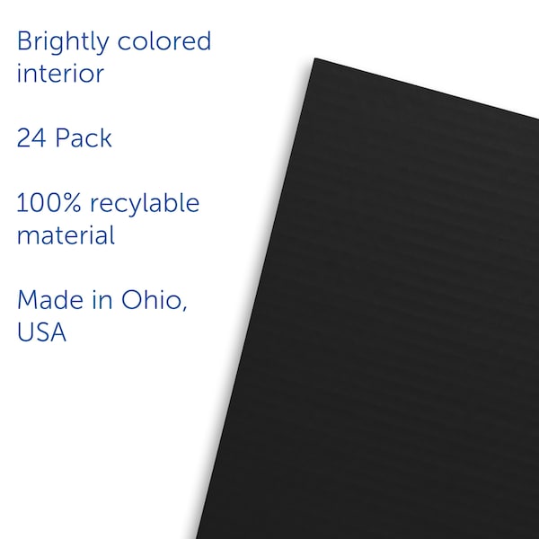 Flipside 18in X 48in  Black Corrugated Study Carrel 5/32in, 24PK - 61867-24