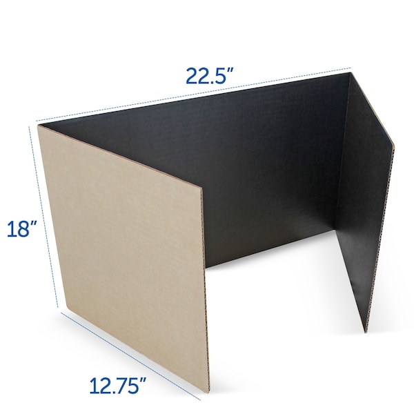 Flipside 18in X 48in  Black Corrugated Study Carrel 5/32in, 24PK - 61867-24