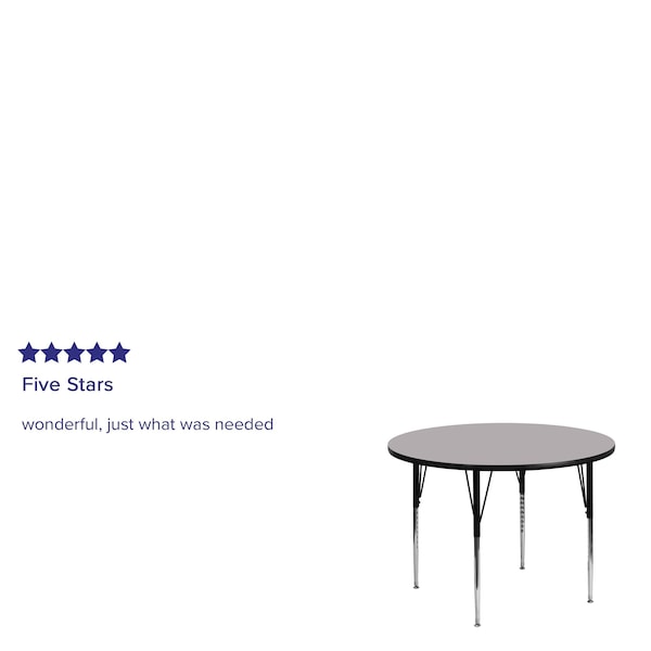 Flash Furniture Round Activity Table, 48 W, 48 L, 30.125 H, Chrome, Laminate, Particleboard, Steel, Grey - XU-A48-RND-GY-T-A-GG