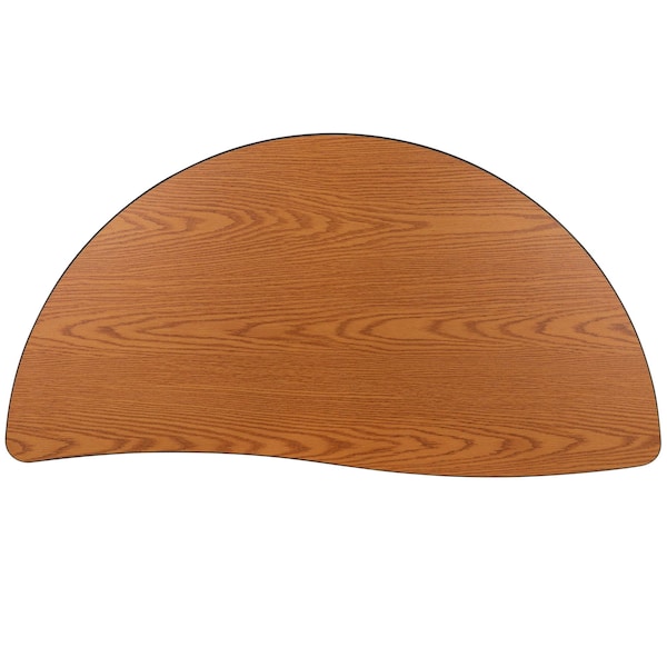 Flash Furniture Half Round 24 W, 47.5 L, 30 H, Chrome, Laminate, Particleboard, Steel, Wood Grain - XU-A48-HCIRC-OAK-T-A-CAS-GG