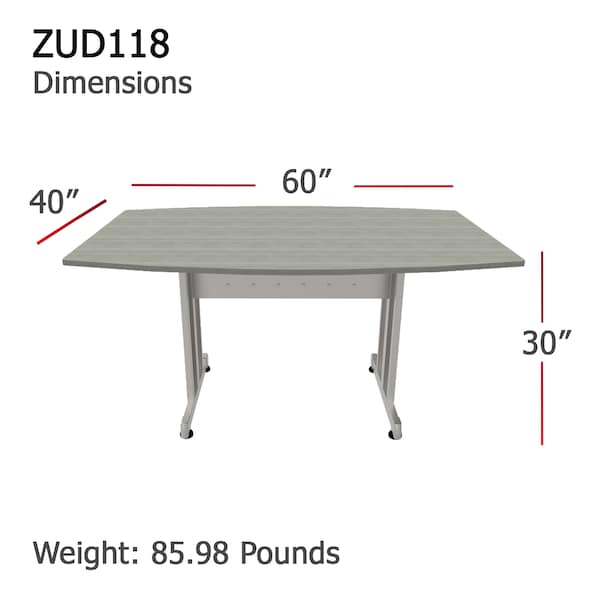 Linea Italia Boat Multipurpose Conference Table, 40" W, 60" L, 30" H, Wood Top, Ash - ZUD118