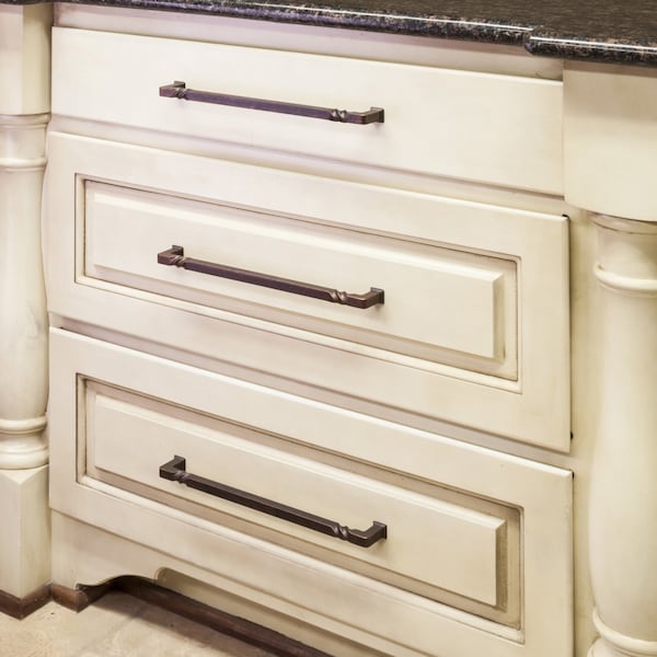 Jeffrey Alexander 12" Center-to-Center Distressed Oil Rubbed Bronze Rustic Twist Tahoe Appliance Handle - 602-12DMAC