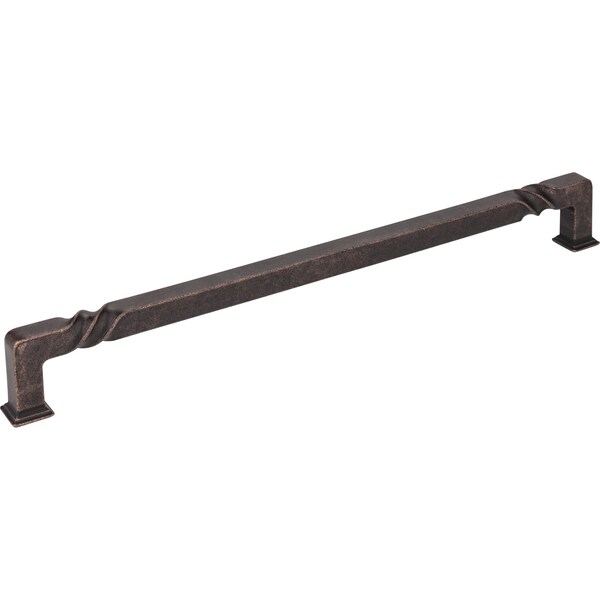 Jeffrey Alexander 12" Center-to-Center Distressed Oil Rubbed Bronze Rustic Twist Tahoe Appliance Handle - 602-12DMAC