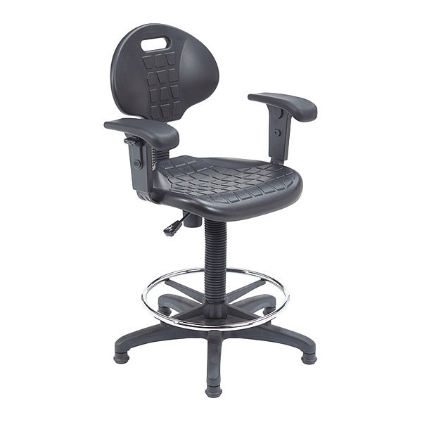 National Public Seating Stool with Backrest, Poly, 26 W, 26 L, 38-48 H, Polyurethane Top - 6722HB-A