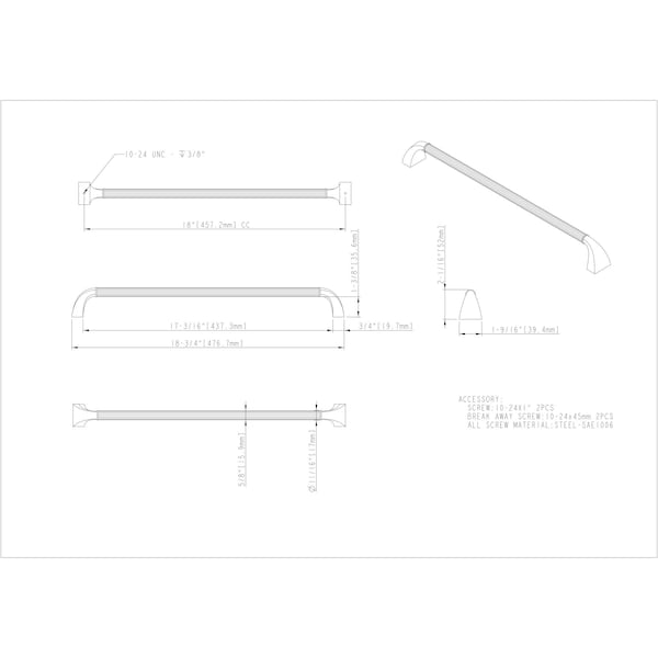 Jeffrey Alexander 18" Center-to-Center Antique Brushed Satin Brass Cordova Appliance Handle - Z281-18ABSB