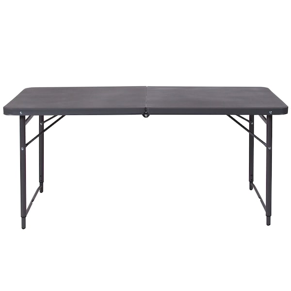 Flash Furniture Rectangle Folding Table, 23.5" W, 48.25" L, 29.5" H, Plastic Top, Grey - DAD-LF-122Z-DG-GG