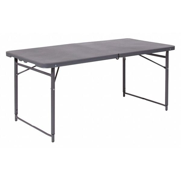 Flash Furniture Rectangle Folding Table, 23.5" W, 48.25" L, 29.5" H, Plastic Top, Grey - DAD-LF-122Z-DG-GG
