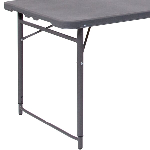 Flash Furniture Rectangle Folding Table, 23.5" W, 48.25" L, 29.5" H, Plastic Top, Grey - DAD-LF-122Z-DG-GG
