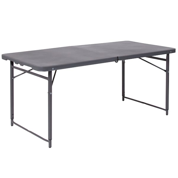 Flash Furniture Rectangle Folding Table, 23.5" W, 48.25" L, 29.5" H, Plastic Top, Grey - DAD-LF-122Z-DG-GG