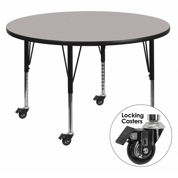 Flash Furniture Round Actvity Table, Round, Gray, Lckng Cstrs, 42", 42" W, 42" L, 25.37" H, Laminate, Grey - XU-A42-RND-GY-T-P-CAS-GG
