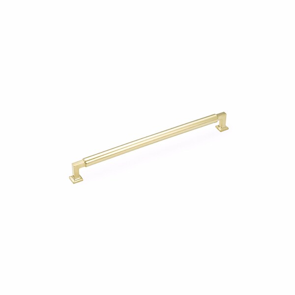 Schaub 12in Center to Center Haniburton Appliance Pull Unlacquered Brass Finish - 482-UNBR