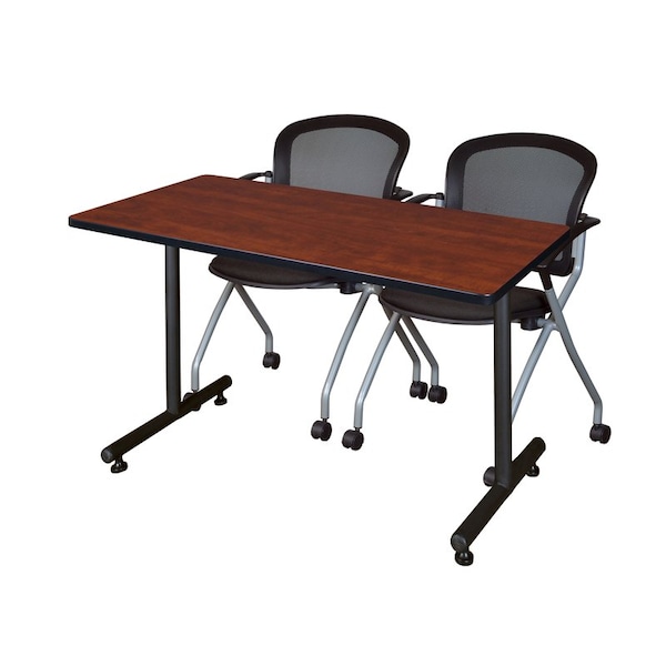 Kobe Rectangle Tables > Training Tables > Kobe Training Table & Chair Sets, 48 W, 24 L, 29 H, Cherry - MKTRCT4824CH23BK