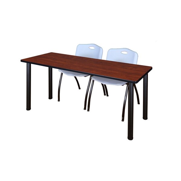 Kee Rectangle Tables > Training Tables > Kee Table & Chair Sets, 72 W, 24 L, 29 H, Cherry - MT7224CHBPBK47GY