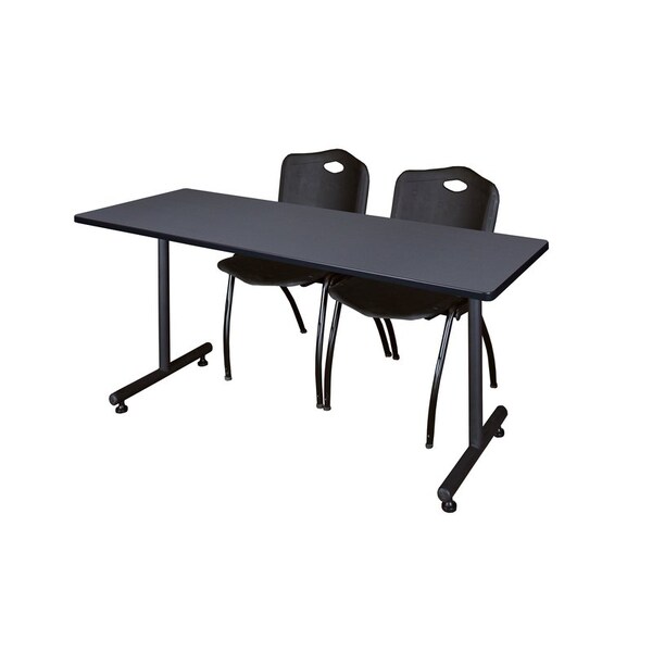 Kobe Rectangle Kobe Trng Table, w/2M Stack Chairs, 66x30", 66" W, 29" H, Laminate Top, Gray - MKTRCT6630GY47BK