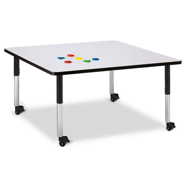 Jonti-Craft Berries Square Activity Table, 48 in. x 48 in., Mobile, Freckled Gray/Black/Black - 6418JCM180