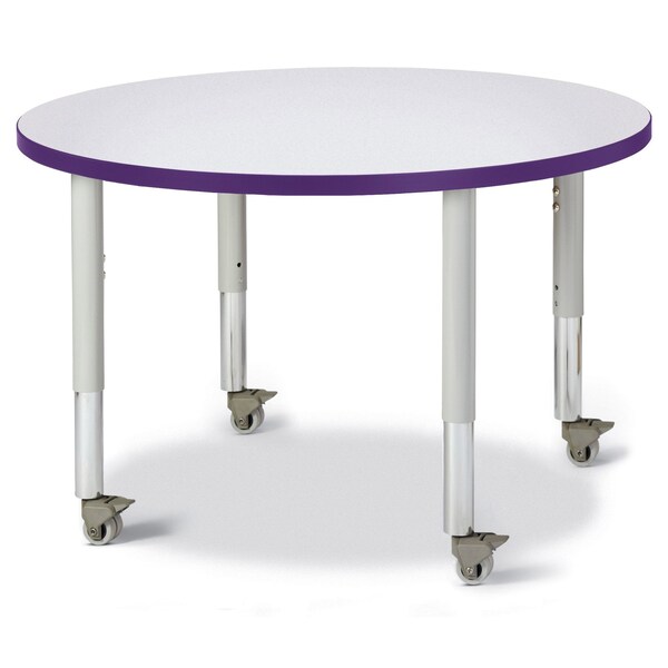 Jonti-Craft Berries Round Activity Table, 36 in. Diameter, Mobile, Freckled Gray/Purple/Gray - 6488JCM004