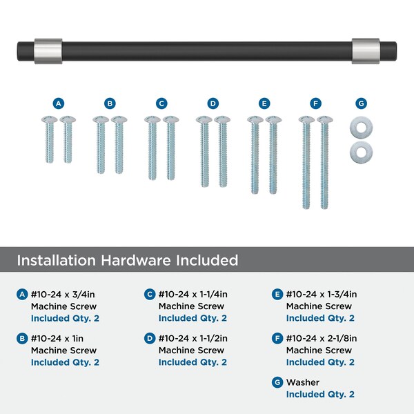 Amerock Mergence 12 inch 305mm Center-to-Center Matte Black/Polished Chrome Appliance Pull - BP36982FB26