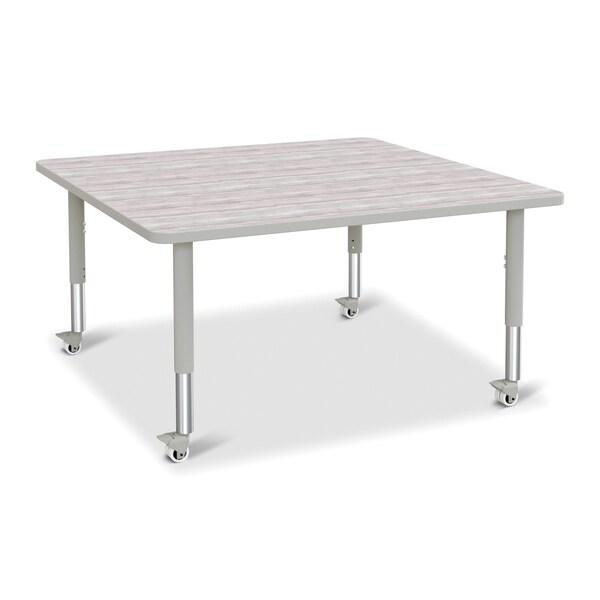 Jonti-Craft Berries Square Activity Table, 48 in. x 48 in., Mobile, Driftwood Gray/Gray/Gray - 6418JCM450