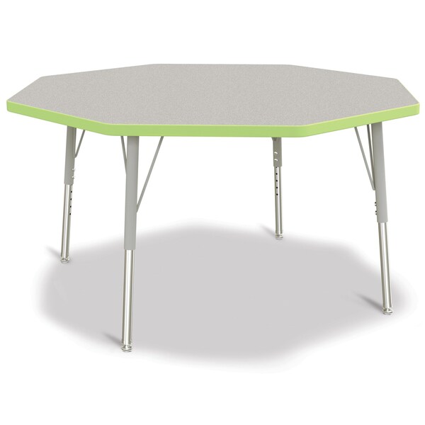 Jonti-Craft Berries Octagon Activity Table, 48 in. x 48 in., E-height, Freckled Gray/Key Lime/Gray - 6428JCE130