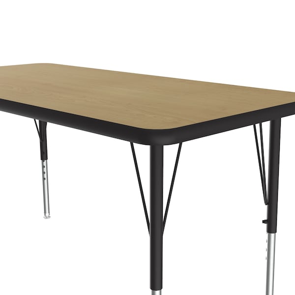 Correll Rectangle Adjustable Height Activity Kids School Table, 24" W, 48" L, 19" to 29" H, Fusion Maple - A2448-REC-16