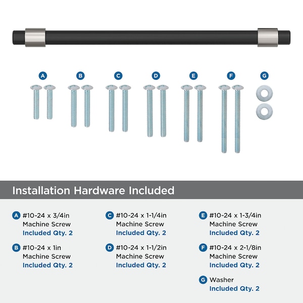 Amerock Mergence 12 inch 305mm Center-to-Center Matte Black/Polished Nickel Appliance Pull - BP36982FBPN
