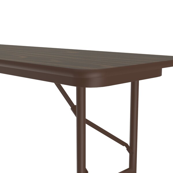 Correll Rectangle Commerical Folding Utility Table, 18" W, 96" L, 29" H, High Pressure Laminate Top, Walnut - CF1896PX-01