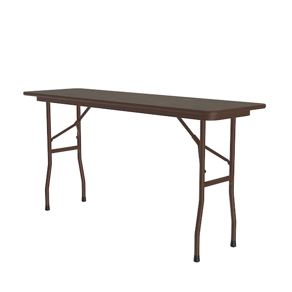 Correll Rectangle Commerical Folding Utility Table, 18" W, 96" L, 29" H, High Pressure Laminate Top, Walnut - CF1896PX-01