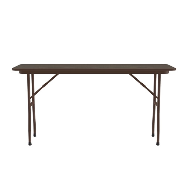 Correll Rectangle Commerical Folding Utility Table, 18" W, 96" L, 29" H, High Pressure Laminate Top, Walnut - CF1896PX-01