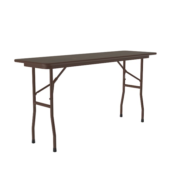 Correll Rectangle Commerical Folding Utility Table, 18" W, 96" L, 29" H, High Pressure Laminate Top, Walnut - CF1896PX-01