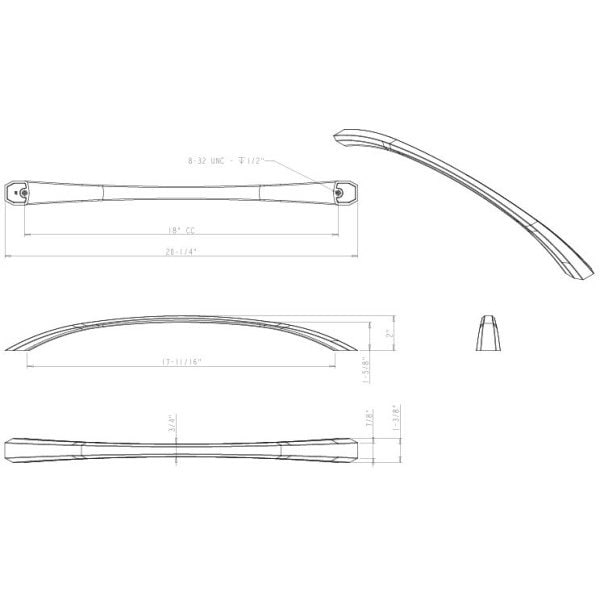 Jeffrey Alexander 18" Center-to-Center Brushed Oil Rubbed Bronze Wheeler Appliance Handle - 678-18DBAC