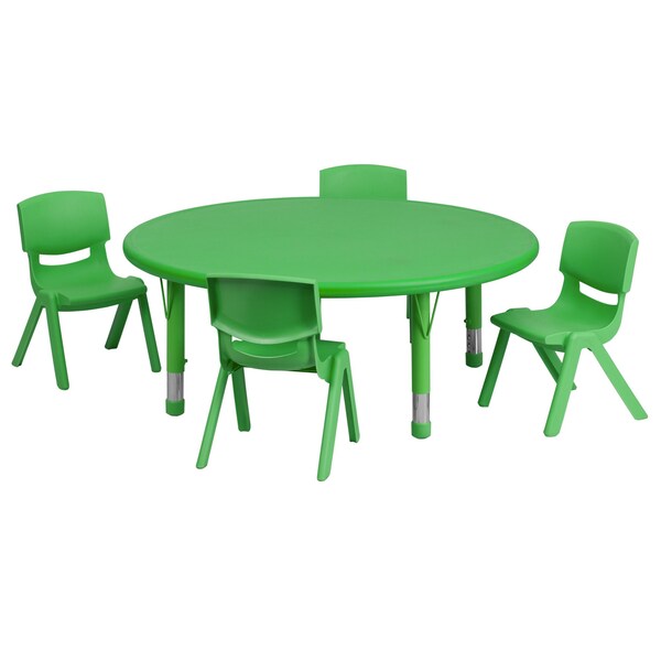 Flash Furniture Round Activity Table, 45 W, 45 L, 23.75 H, Plastic, Steel, Green - YU-YCX-0053-2-ROUND-TBL-GREEN-E-GG
