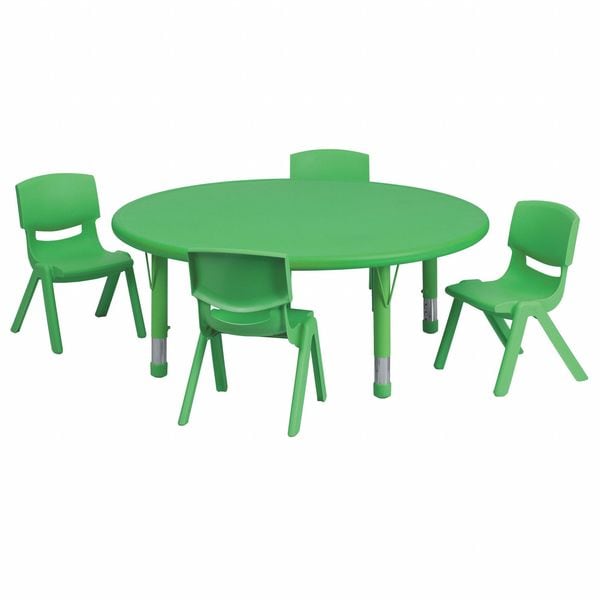 Flash Furniture Round Activity Table, 45 W, 45 L, 23.75 H, Plastic, Steel, Green - YU-YCX-0053-2-ROUND-TBL-GREEN-E-GG