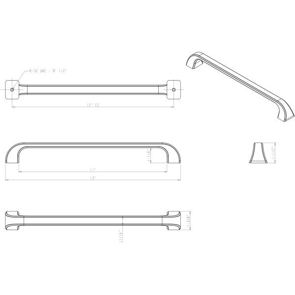 Jeffrey Alexander 12" Center-to-Center Brushed Pewter Square Marlo Appliance Handle - 972-12BNBDL