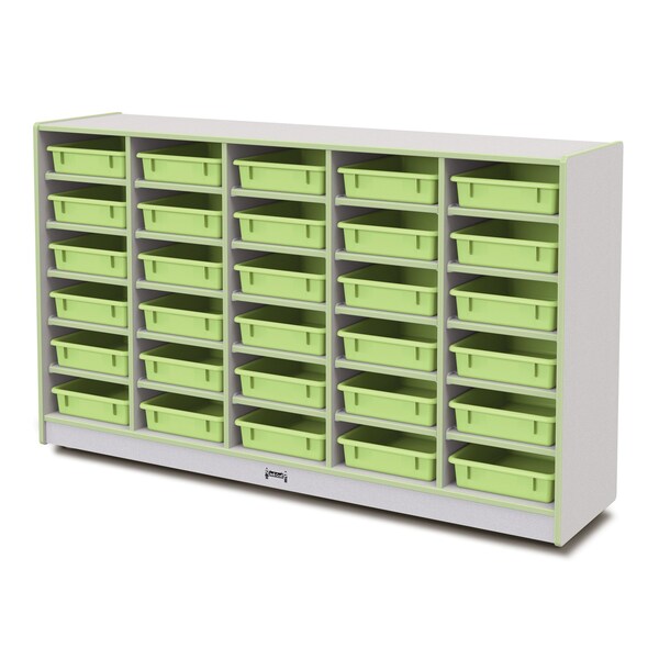 Jonti-Craft Rainbow Accents 30 Paper-Tray Mobile Storage, with Paper-Trays, Key Lime Green - 0931JCWW130