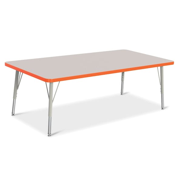Jonti-Craft Berries Rectangle Activity Table, 30 in. x 60 in., E-height, Freckled Gray/Orange/Gray - 6408JCE114