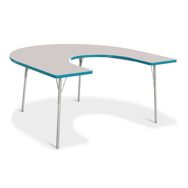 Jonti-Craft Berries Horseshoe Activity Table, 66 in. x 60 in., A-height, Freckled Gray/Teal/Gray - 6445JCA005