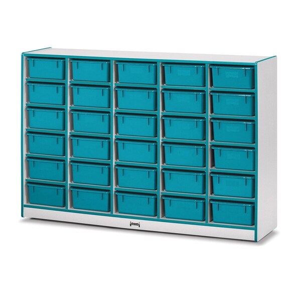 Jonti-Craft Rainbow Accents 30 Tub Mobile Storage, with Tubs, Teal - 4031JCWW005