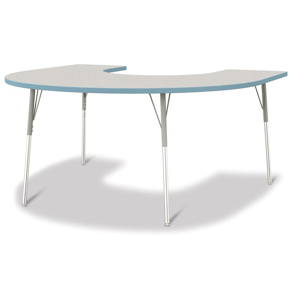 Jonti-Craft Berries Horseshoe Activity Table, 66 in. x 60 in., A-height, Freckled Gray/Coastal Blue/Gray - 6445JCA131