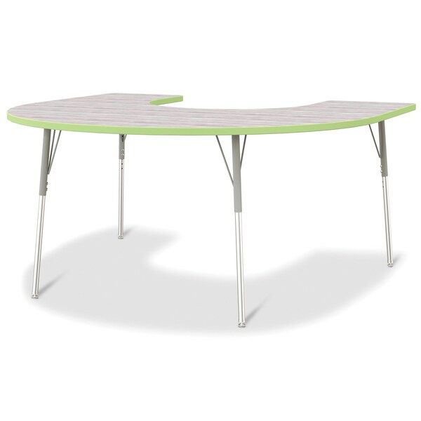 Jonti-Craft Berries Horseshoe Activity Table, 60 in. x 66 in., A-height, Driftwood Gray/Key Lime/Gray - 6445JCA451