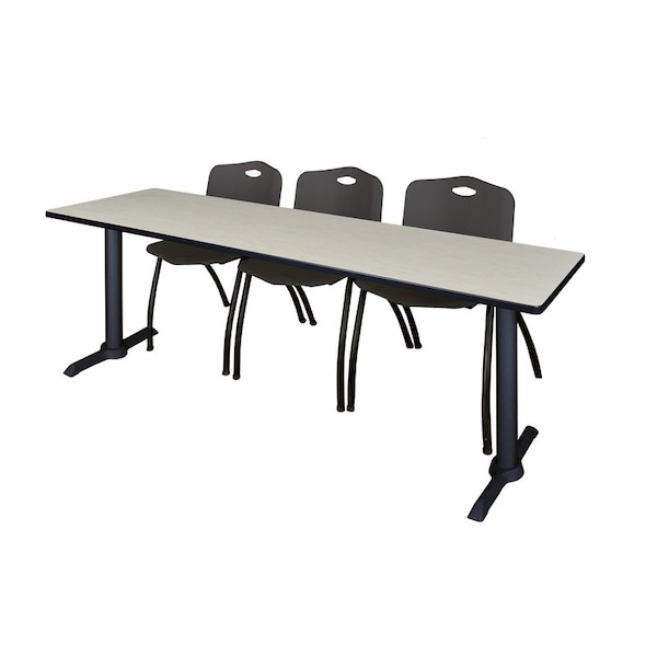 Cain Rectangle Tables > Training Tables > Cain Training Table & Chair Sets, 84 W, 24 L, 29 H, Maple - MTRCT8424PL47BK