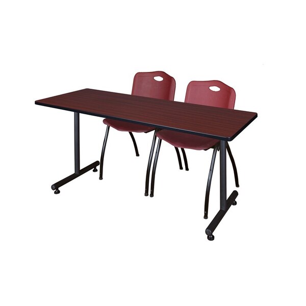 Kobe Rectangle Kobe Trng Table, w/2M Stack Chairs, 66x30", 66" W, 29" H, Laminate Top, Mahogany - MKTRCT6630MH47BY